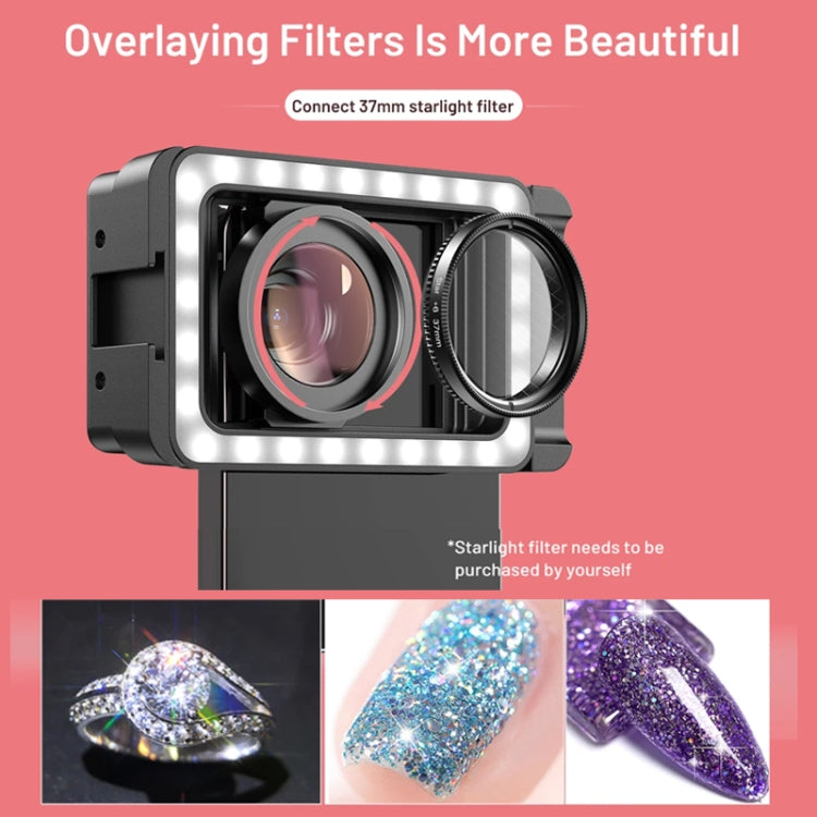 APEXEL 15X Macro Lens With LED Fill Light Phone Holder Clamp