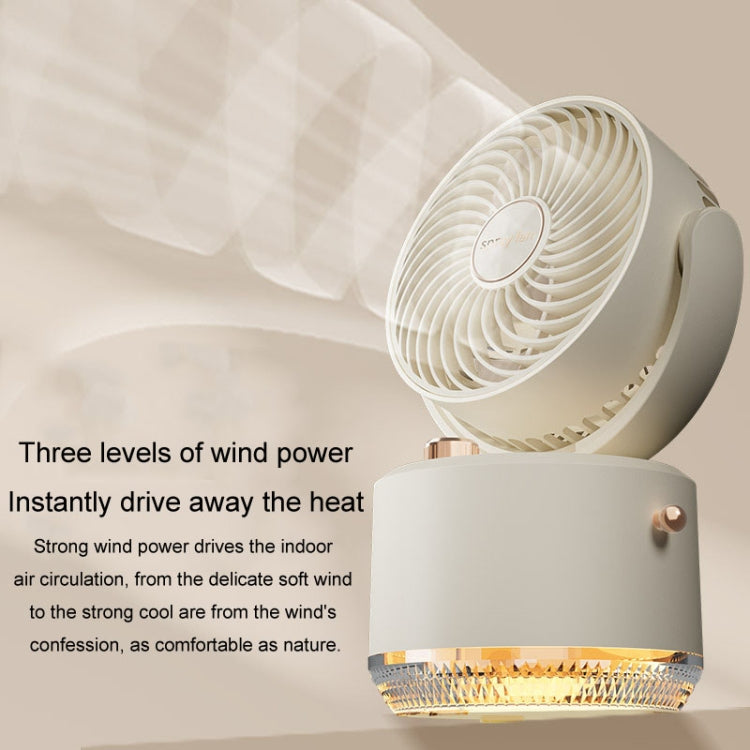 USB Charging Cooler Air Conditioning Fan Desktop Cooling Fan Swing Humidifier(Beige)