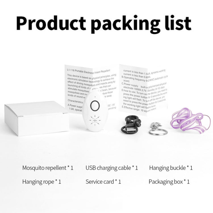 Mini USB Rechargeable Fly Repeller Outdoor Portable Mobile Mosquito Repellent Device(White) - Repellents by PMC TechLife | Online Shopping South Africa | PMC TechLife | Buy Now Pay Later Mobicred