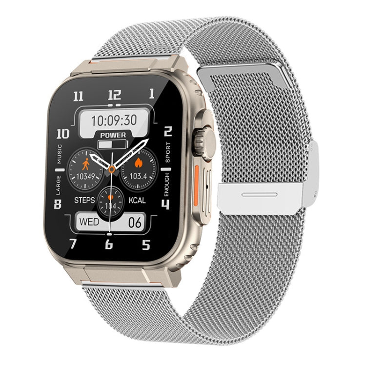 A70 1.96 Inch Wellness Tracking Multifunctional IP68 Water-resistant Bluetooth Call Smart Watch(Silver Steel)