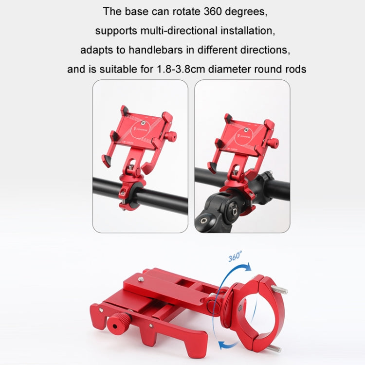 JOHORSE Bicycle Shockproof Mobile Phone Holder Motorcycle Riding Equipment, Color: Stem Red - Holders by JOHORSE | Online Shopping South Africa | PMC Jewellery | Buy Now Pay Later Mobicred