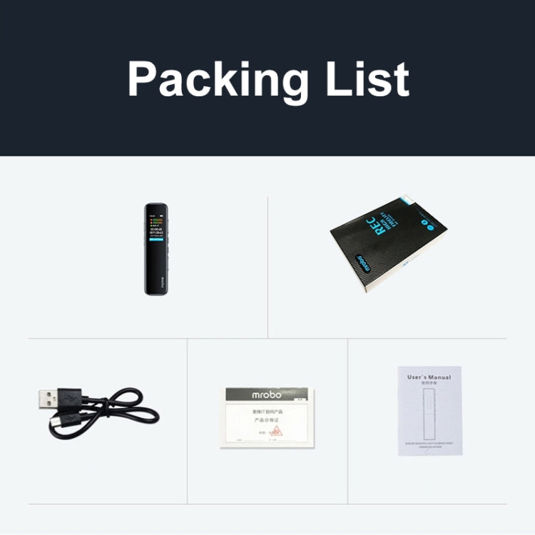 Mrobo RV-19 0.96-inch HD Screen 3D Noise Reduction Recording Pen Music Player, Capacity: 16 GB(Black) - free shipping - PMC Jewellery - Order now!