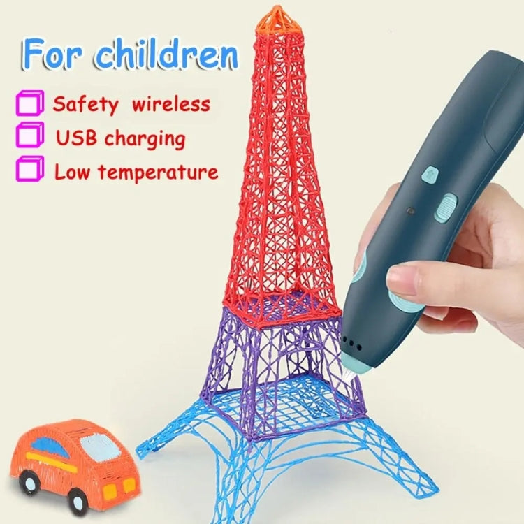 USB Charging Low-Temperature Wireless Graffiti Printing Pen Set Children DIY 3D Painting Pen(Purple)