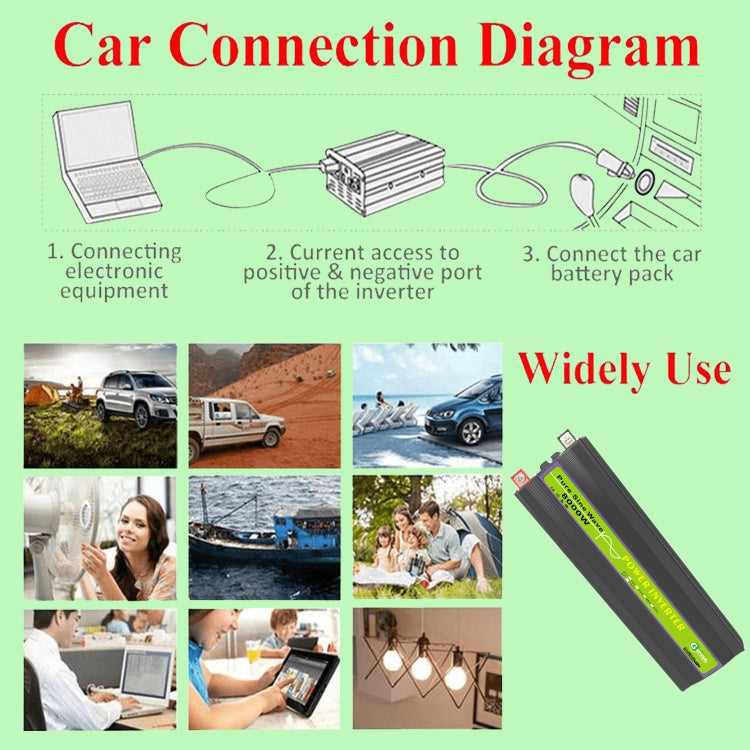 Gurxun 12V-220V 8000W Pure Sine Wave Inverter Car Single Digital Display Voltage Converter - free shipping - PMC Jewellery - Order now!