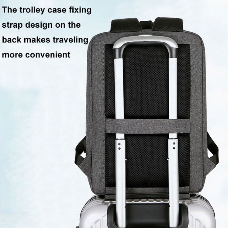 15 inch Multifunctional Water-resistant Business Sports Laptop Backpack with USB Port(Navy Blue)