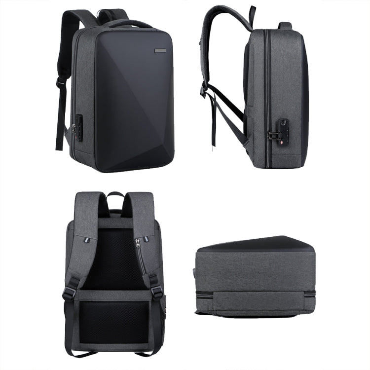 16 inch Large Capacity Password Lock Anti-Theft Laptop Backpack With USB Port(Dark Gray)