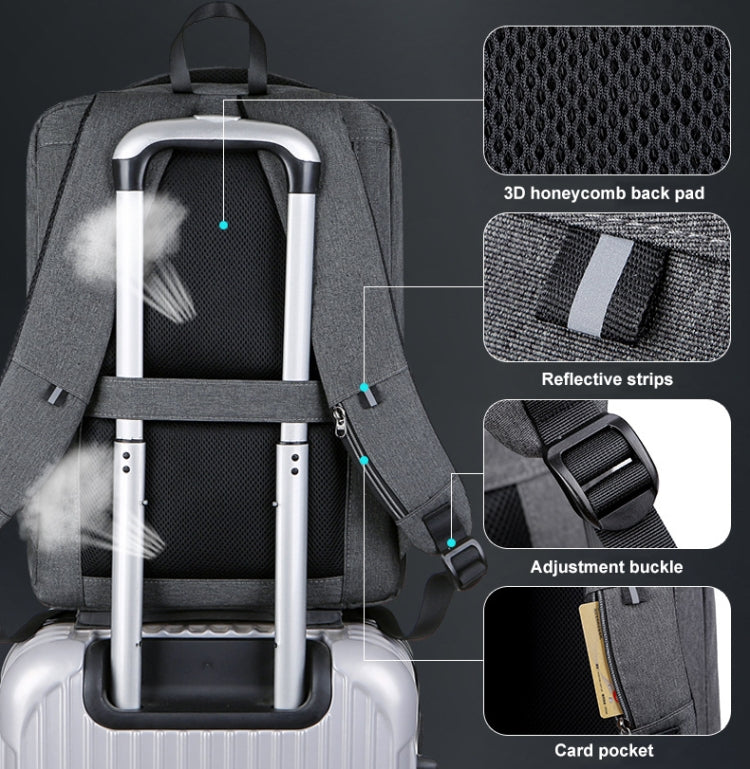 16 inch Large Capacity Password Lock Anti-Theft Laptop Backpack With USB Port(Black)