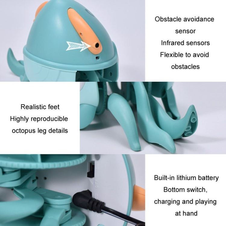 Children Electrical Sensor Octopus Toy Automatic Obstacle Avoidance Sound Light Crawling Quirky Toy(Green)