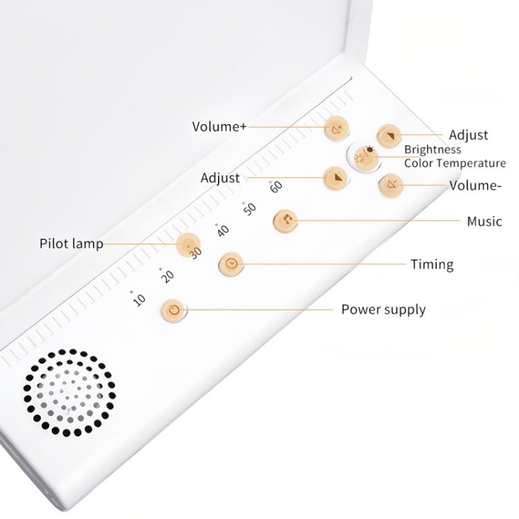 SAD White Noise Phototherapy Lamp Smart Emotional Night Light Music Decompression Therapy Light With Type-C Line+UK Plug