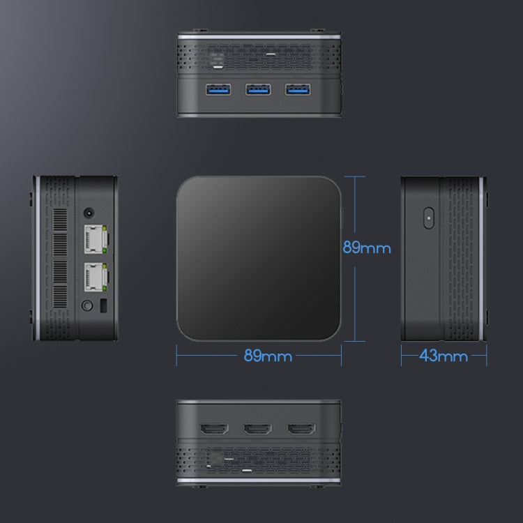 T9 Plus N100 DDR5 8G+0G UK Plug 12th Alder Lake Dual Gigabit LAN+3 HDMI 4K HD Pocket Mini PC