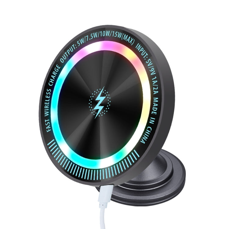 Magsafe 15W Magnetic Colorful Light Wireless Charging Mobile Phone Holder, Color: A9 Adhesive Dark Gray