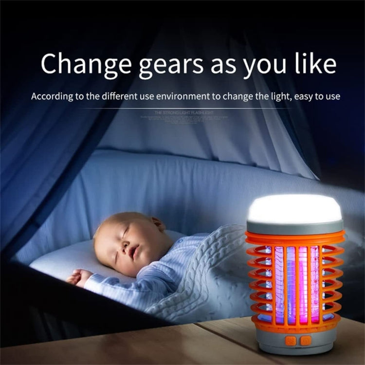 E-SMARTER W890-1 Solar LED Electric Shock Mosquito Light Outdoor USB Rechargeable Lighting Mosquito Trap(Orange) - Repellents by E-SMARTER | Online Shopping South Africa | PMC TechLife | Buy Now Pay Later Mobicred
