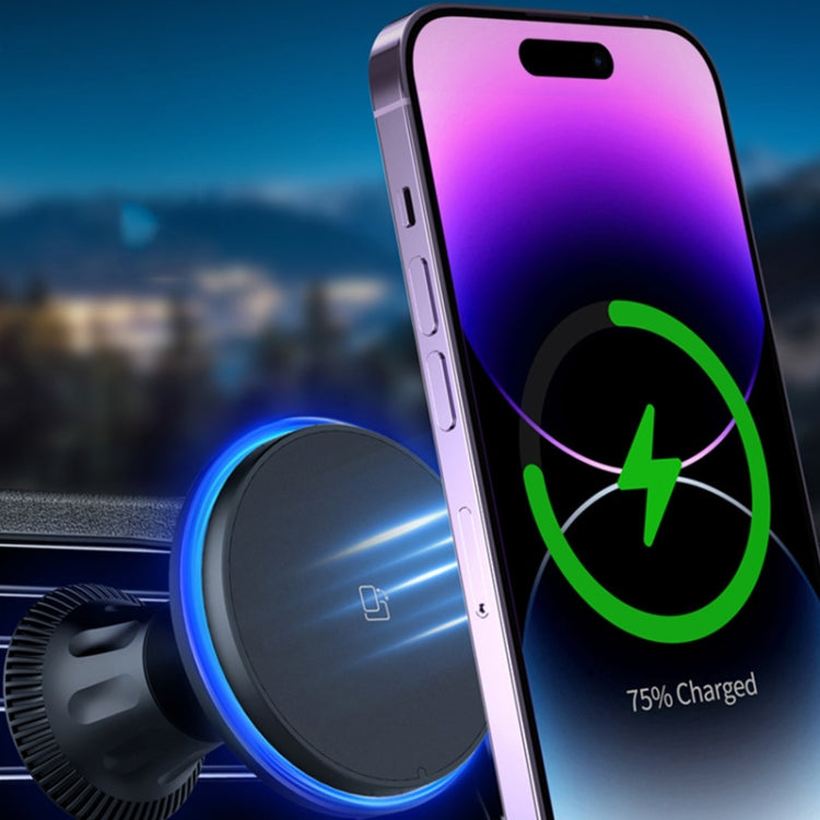 Car Magnetic Wireless Charging Cell Phone Holder With Ambient Light, Style: Colorful Light