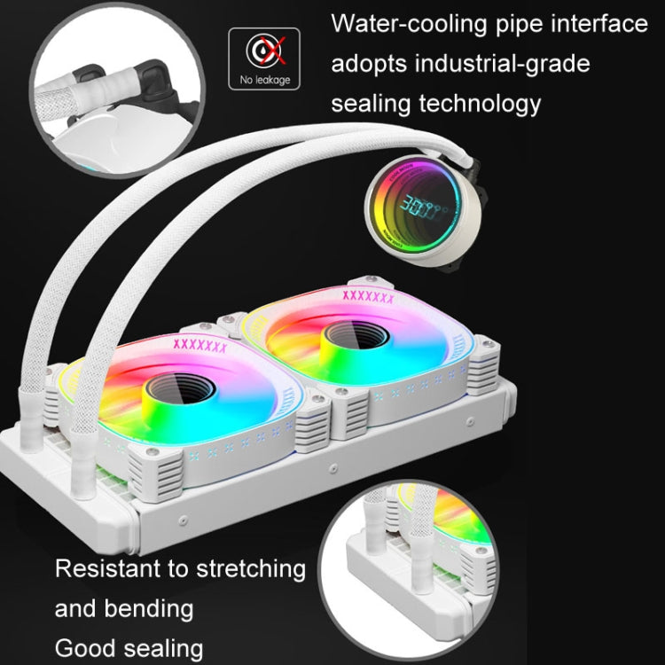 COOLMOON CM-YM-240T Digital ARGB Lens Edition Integrated Water Cooling CPU Cooler Temperature Display CPU Fan(White) - free shipping - PMC Jewellery - Order now!