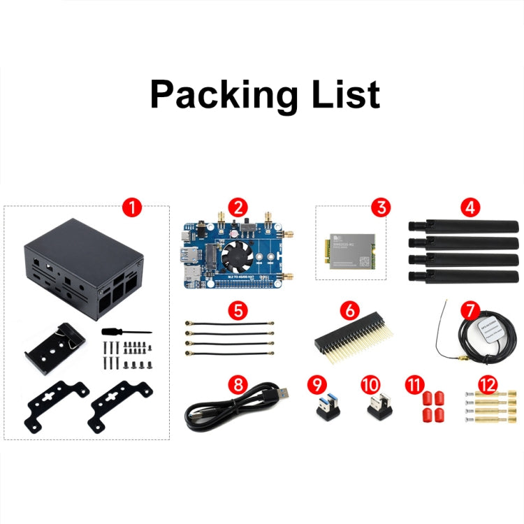 Waveshare SIM8262E-M2 5G HAT For Raspberry Pi, Quad Antennas 5G NSA, 5G/4G/3G Compatible(23254)