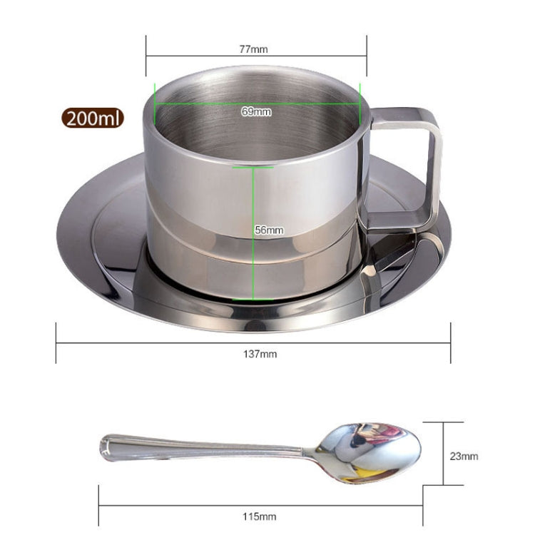 304 Stainless Steel 3 In 1 Double Layer Coffee Cup With Dish and Spoon Heat Insulation and Anti-Scald Milk Tea Mug(Stainless Steel Color) - Vacuum Thermoses & Cups by PMC TechLife | Online Shopping South Africa | PMC TechLife | Buy Now Pay Later Mobicred