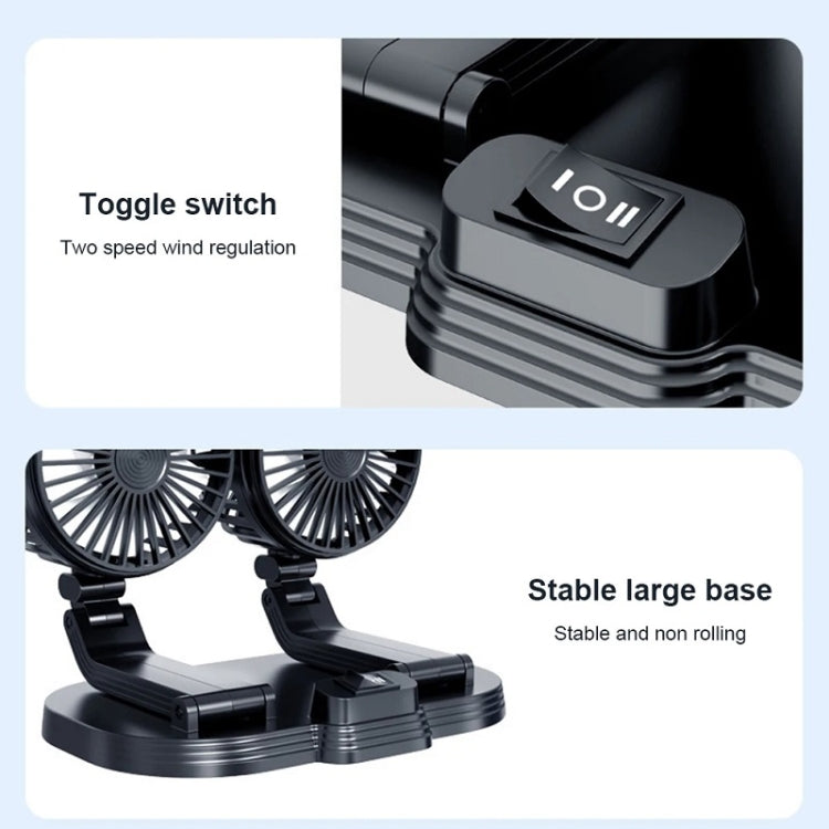 5V USB Port Car Dual-head Fan Circulation Fan(White)