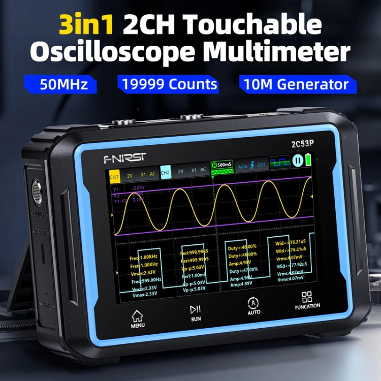FNIRSI 2C53P Dual Channel Flat Panel Digital Oscilloscope Multimeter Signal Generator 3 In 1(Black) - free shipping - PMC Jewellery - Order now!