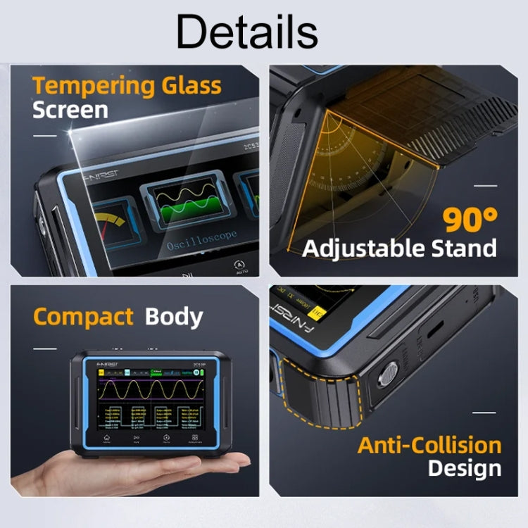 FNIRSI 2C53P Dual Channel Flat Panel Digital Oscilloscope Multimeter Signal Generator 3 In 1(Black) - free shipping - PMC Jewellery - Order now!