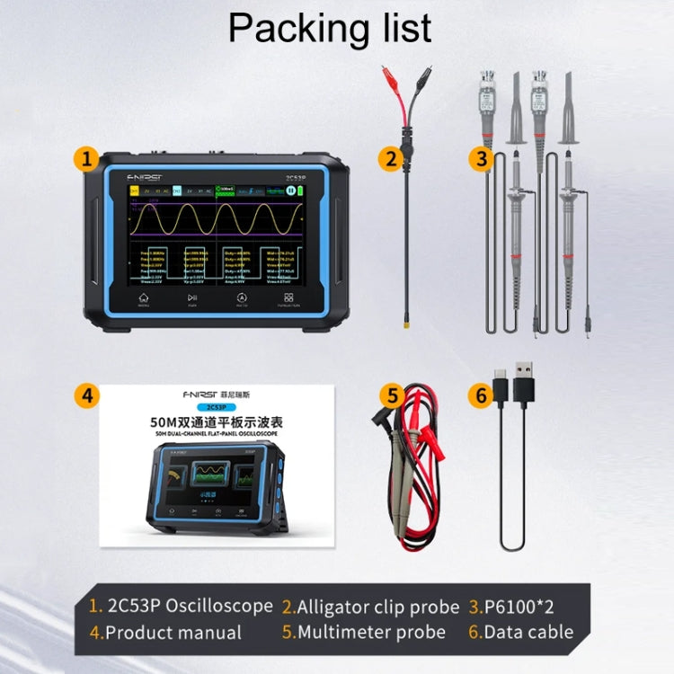 FNIRSI 2C53P Dual Channel Flat Panel Digital Oscilloscope Multimeter Signal Generator 3 In 1(Black) - free shipping - PMC Jewellery - Order now!