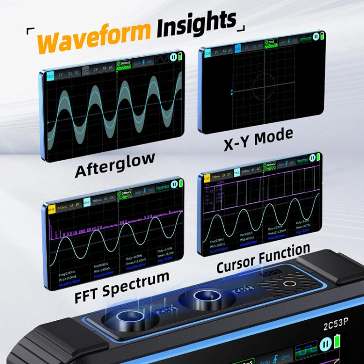 FNIRSI 2C53P Dual Channel Flat Panel Digital Oscilloscope Multimeter Signal Generator 3 In 1(Black) - free shipping - PMC Jewellery - Order now!