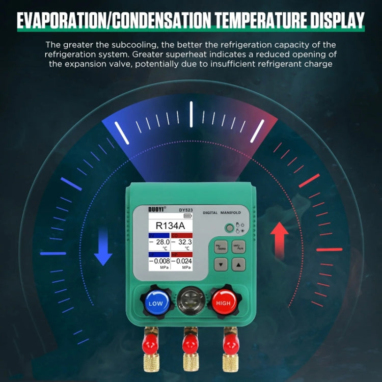 2pcs / Set DUOYI DY523 Automotive Vacuum Pressure Gauge Liquid Charge Fluorine Repair Electronic Refrigerant Meter - free shipping - PMC Jewellery - Order now!