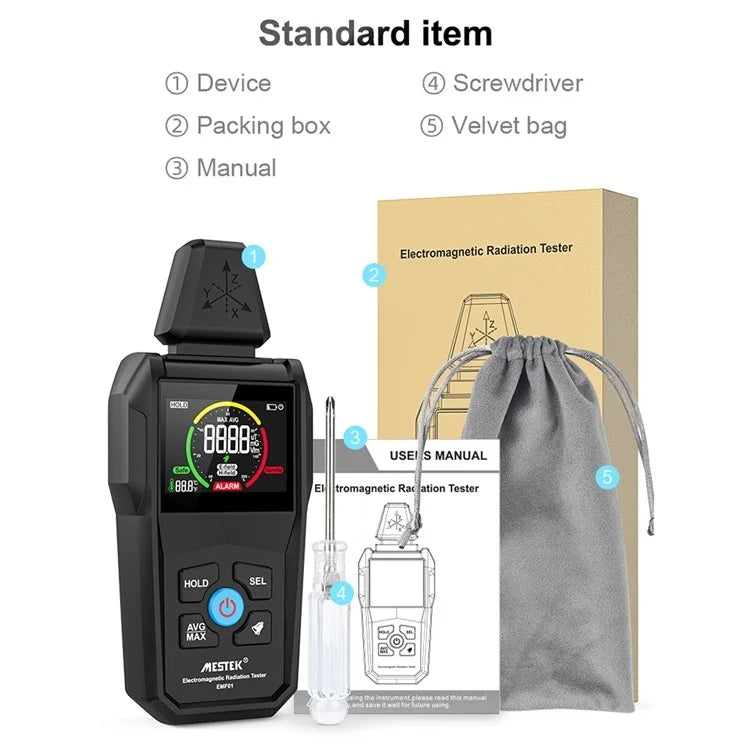 MESTEK EMF01 Electromagnetic Radiation Detector Highly Sensitive 3-Axis Sensing Probe - free shipping - PMC Jewellery - Order now!
