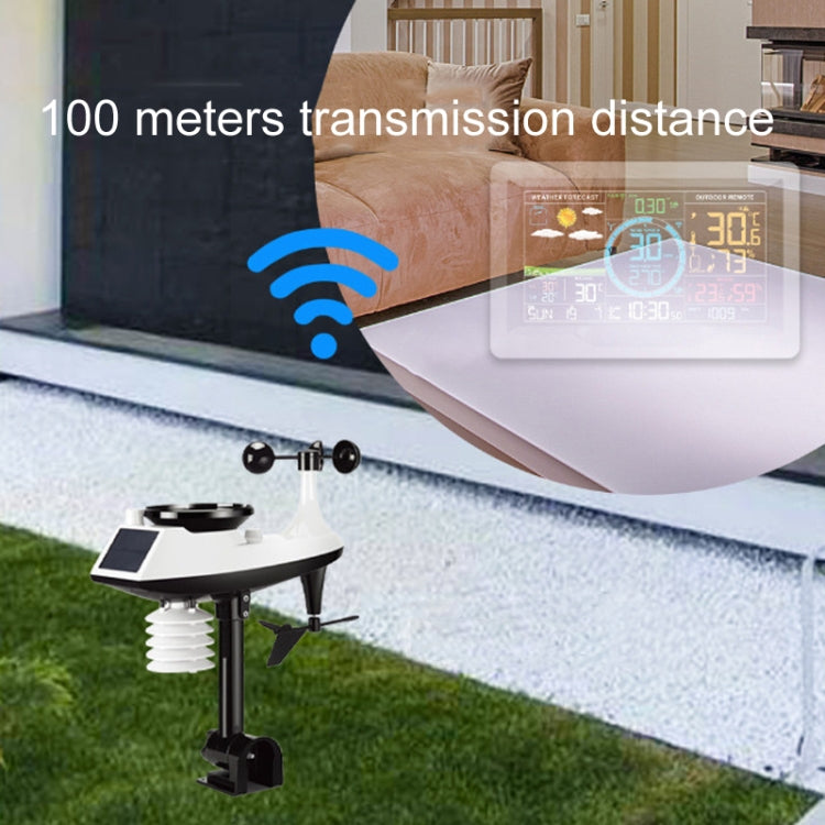 Wireless Weather Station Wind Speed Rain And Wind Direction Detection Weather Forecast Clock(Black)