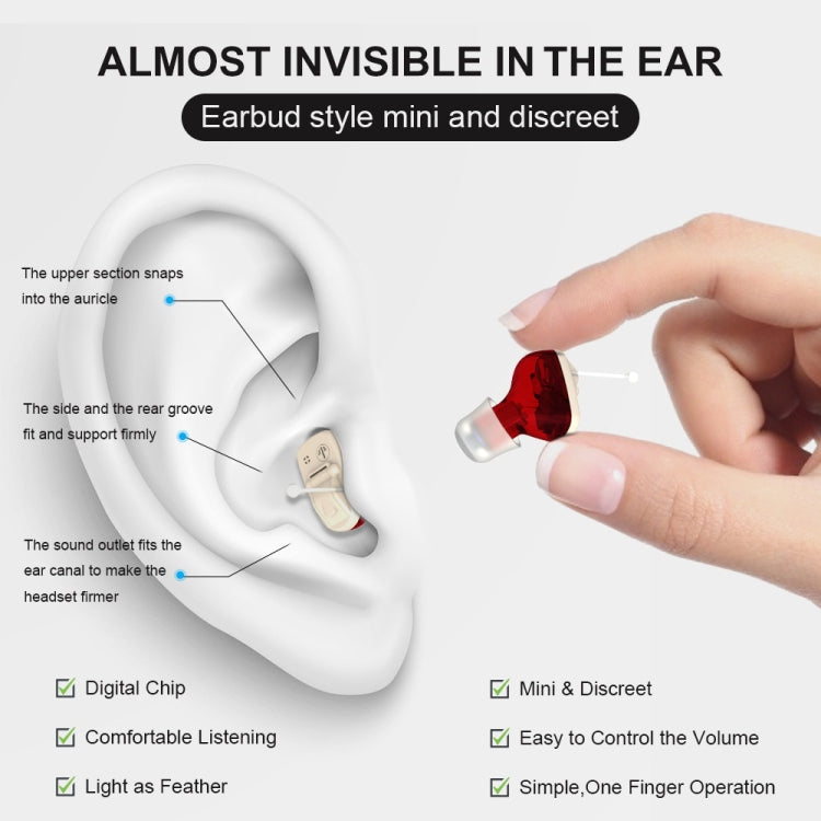 1pair Invisible In-Ear Hearing Aid Sound Amplifier For The Elderly And Hearing Impaired(Skin) - free shipping - PMC Jewellery - Order now!