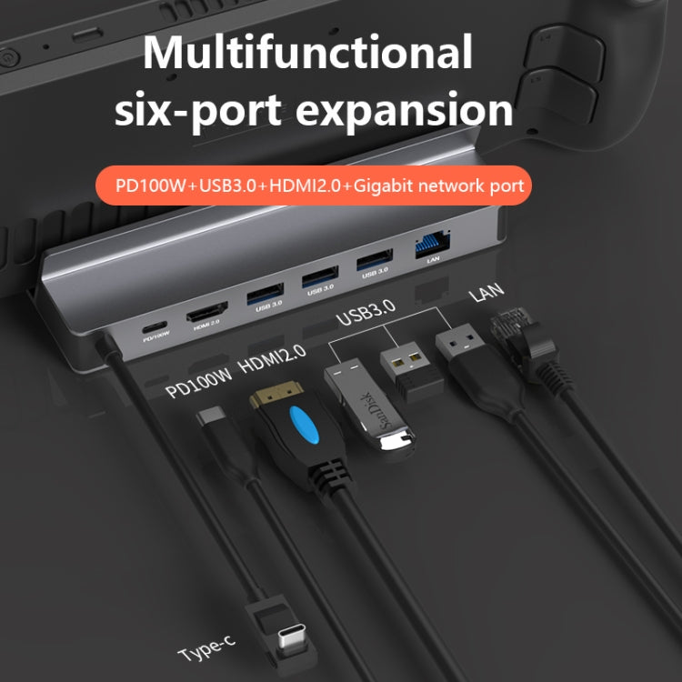 6-in-1 For Steam Deck/ROG Blueendless DS601 Type-C Game Console Base HUB Docking Station - free shipping - PMC Jewellery - Order now!
