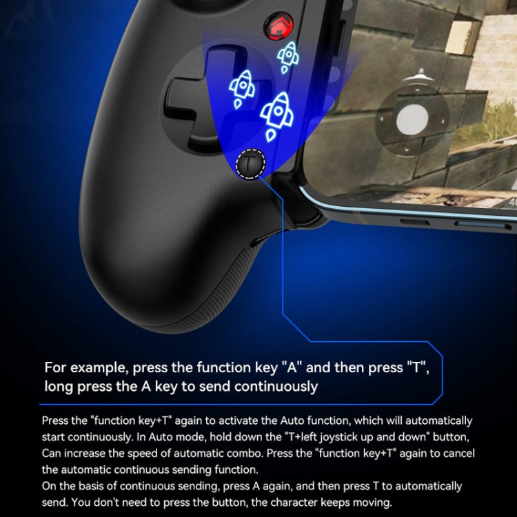 BSP-D10S Wireless Stretch Game Controller With Heat Dissipation Fan for Switch / Android / IOS / PC / PS3 / PS4(Black)