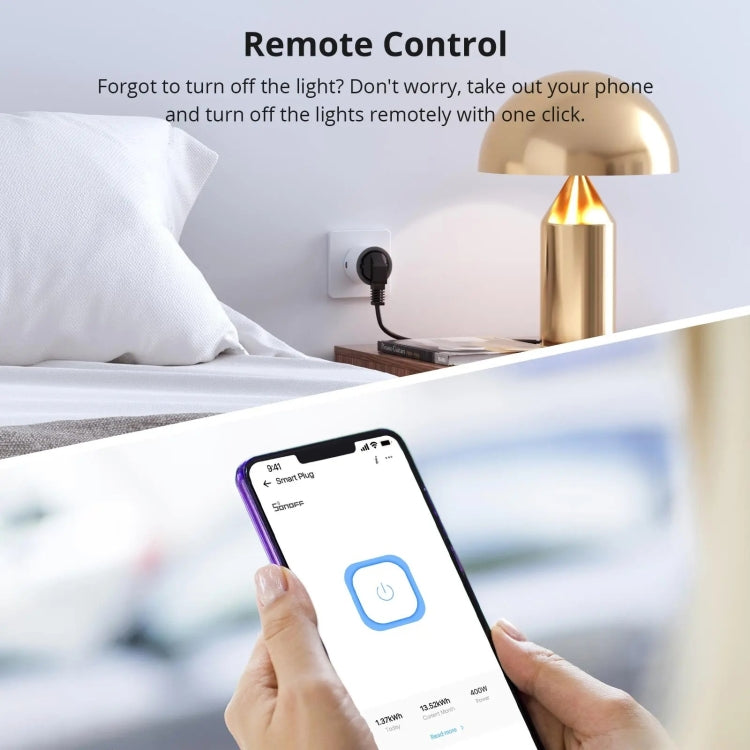 SONOFF S60TPG UK Plug Smart WiFi Socket Electricity Time Switching Voice Control