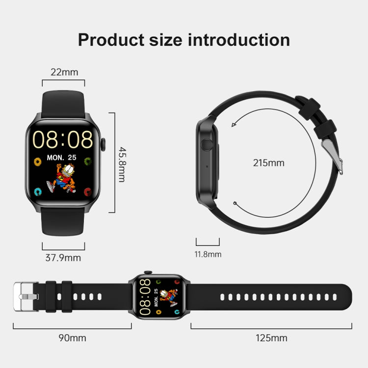 T12Pro 1.85-inch IP67 Water-resistant Sports Wellness Tracking Bluetooth Call Smart Watch(Black)