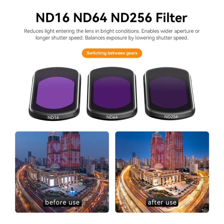 For DJI Pocket 3 TELESIN S5-FLT-03 Magnetic Suction Filter Set CPL+ND16+ND64+ND256 - free shipping - PMC TechLife - Order now!