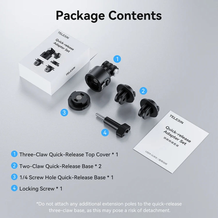 TELESIN CQM-001 Universal Magnetic Quick Release Adapter Kit For Sports Cameras(Black)