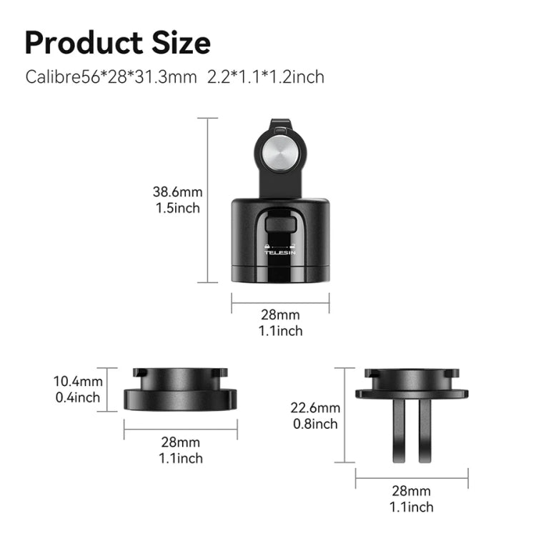 TELESIN CQM-001 Universal Magnetic Quick Release Adapter Kit For Sports Cameras(Black)