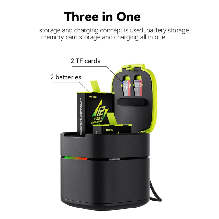 TELESIN GP-FCK-B11 Fast Charged Battery Storage Charging Box For GoPro HERO12 Black / HERO11 Black / HERO10 Black / HERO9 Black(Single Charging Box) - free shipping - PMC Jewellery - Order now!