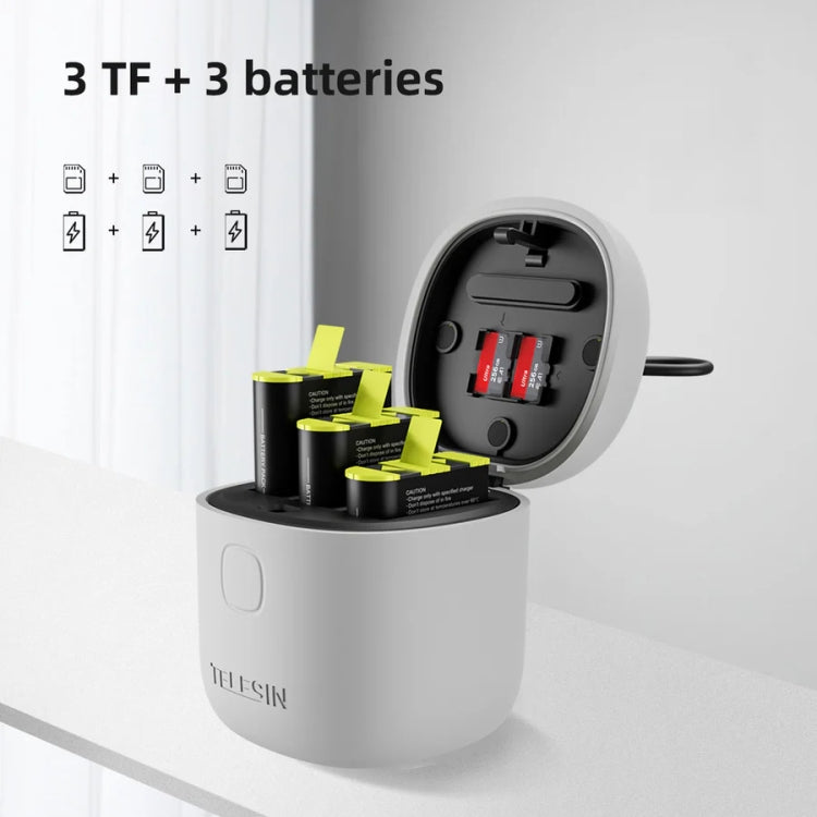 TELESIN GP-BTR-904-GY Storage Battery Charging Box For GoPro HERO12 Black / HERO11 Black / HERO10 Black / HERO9 Black(Allin Charging Box) - free shipping - PMC Jewellery - Order now!