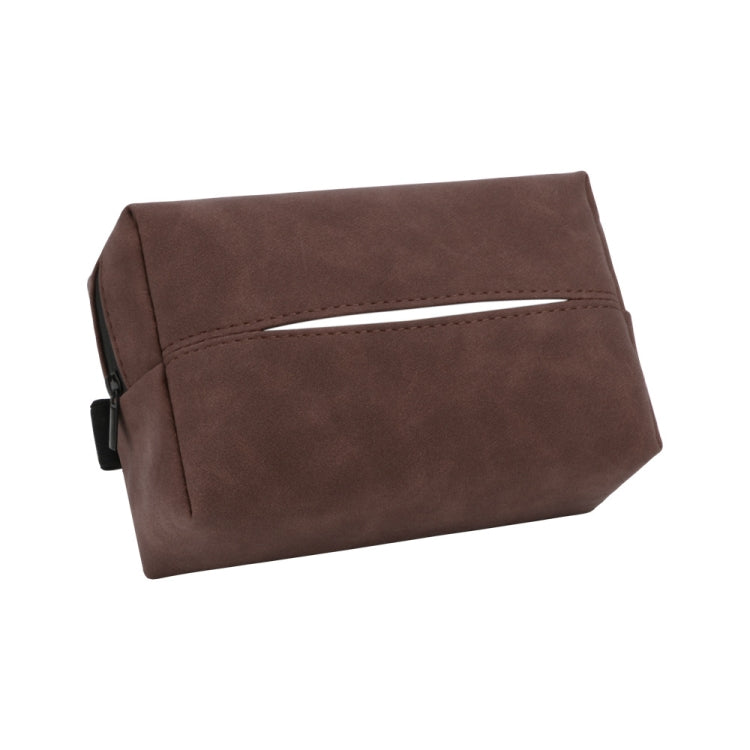 Car Armrest Box Tissue Box Car Sun Visor Seat Back Hanging Tissue Storage Bag(Brown)