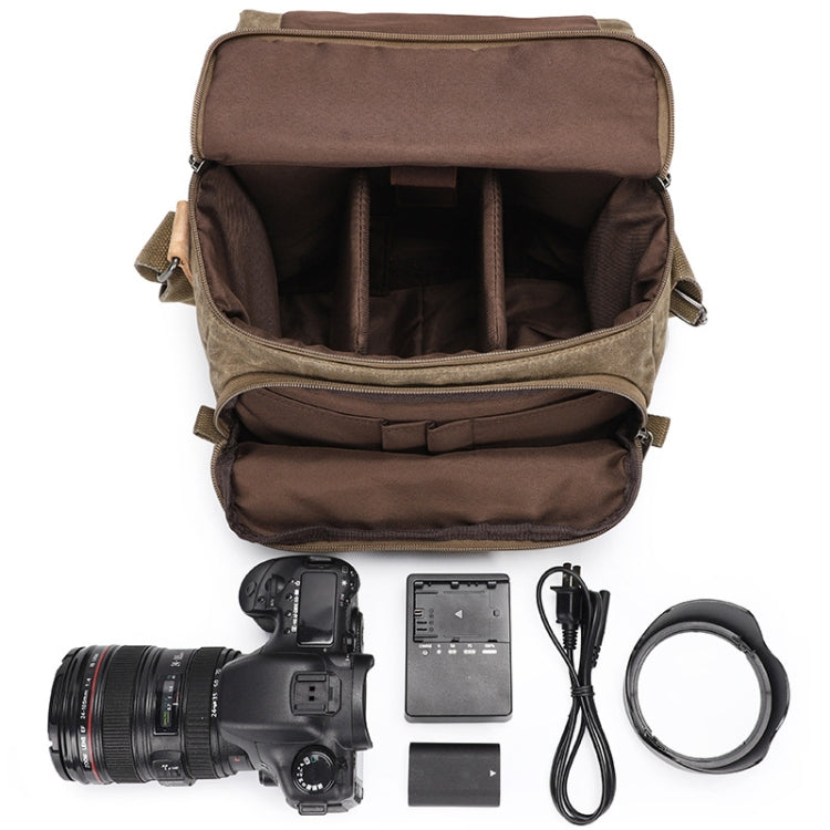 Camera Shoulder Messenger Bag Batik Canvas Waterproof Photography SLR Camera Bag(Army Green) - Strap Satchel by PMC Jewellery | Online Shopping South Africa | PMC Jewellery | Buy Now Pay Later Mobicred