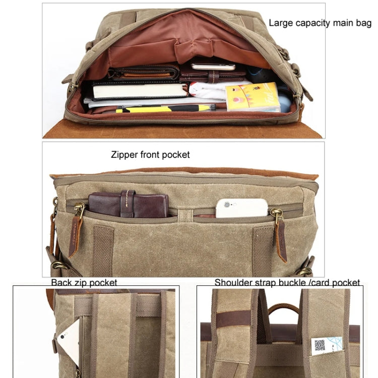 Vintage Camera Bag Waterproof Canvas Backpack with Laptop Compartment Tripod Holder(Khaki) - Backpack by PMC Jewellery | Online Shopping South Africa | PMC Jewellery | Buy Now Pay Later Mobicred