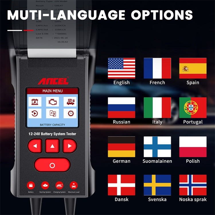 ANCEL 12V/24V Printer-Type Car Battery Tester Battery Power CCA Internal Resistance Life Detector(BST600) - free shipping - PMC Jewellery - Order now!