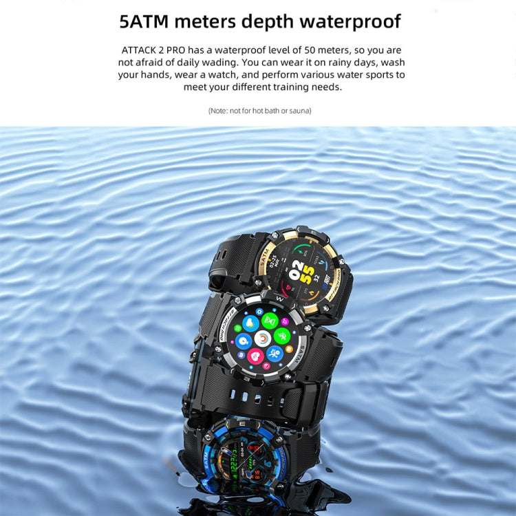 LOKMAT ATTACK 2 PRO 1.39-Inch 5ATM Waterproof Health Monitoring Bluetooth Smart Watch(Gold) - free shipping - PMC Jewellery - Order now!