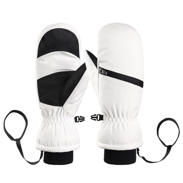 Winter Padded Ski Gloves Outdoor Windproof Warm Sports Gloves, Size: S(White)