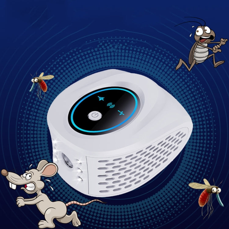 QSQ218 Multifunctional LED Household Indoor High-power Ultrasonic Mouse Repellent EU Plug(White)