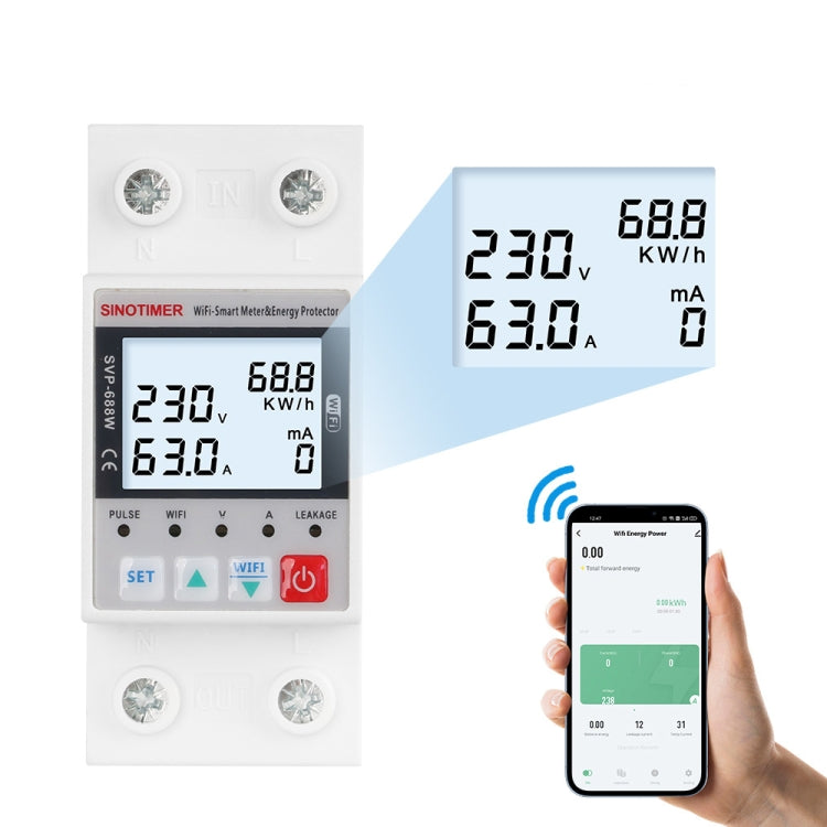 SINOTIMER SVP-688W TUYA APP WiFi Smart Circuit Breaker Over Under Voltage Protector
