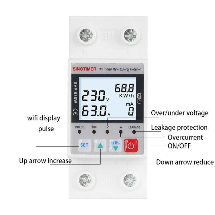 SINOTIMER SVP-688W TUYA APP WiFi Smart Circuit Breaker Over Under Voltage Protector