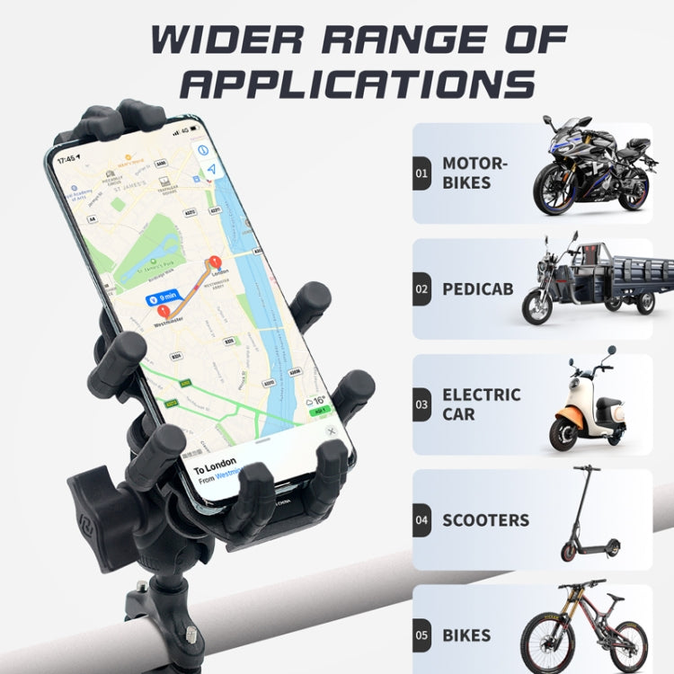 Outdoor Motorcycle Aluminum Alloy Shock-absorbing Mobile Phone Holder(Handlebar Model) - Holder by PMC TechLife | Online Shopping South Africa | PMC TechLife | Buy Now Pay Later Mobicred