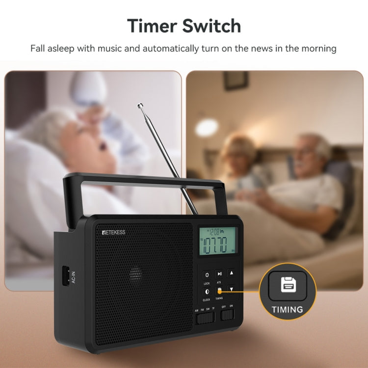 Retekess TR638 LCD Digital Display Full-Band Bluetooth FM Radio Support External Antenna(US Plug) - free shipping - PMC Jewellery - Order now!