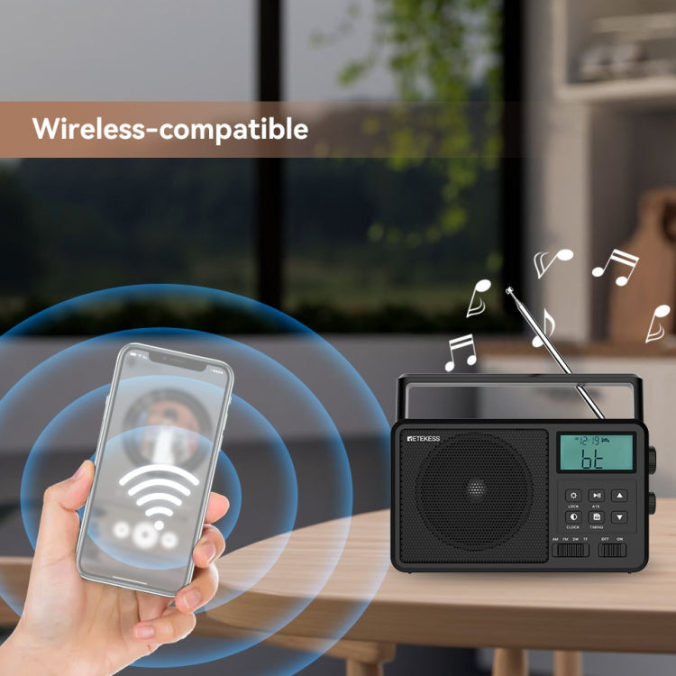 Retekess TR638 LCD Digital Display Full-Band Bluetooth FM Radio Support External Antenna(EU Plug)